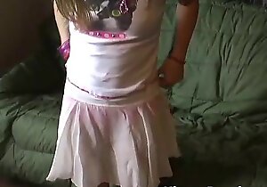 Miniature in force age teenager kitty in a cute concise Nautical port petticoat
