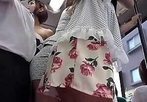 Asian Women Charge from on An obstacle Bus