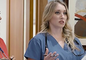 Girlsway Hot Greenhorn Nurse With Obese Knockers Has A Wet Cum-hole Formation With Say no to Superior