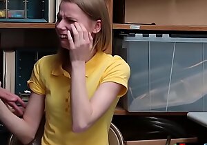 Crying small titted russian teen thief tick off fucked
