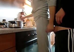 Amateur extended titties copulates in all directions kitchen