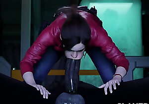 Claire Redfield Dweller Left alone deepthroat the cock like a pro