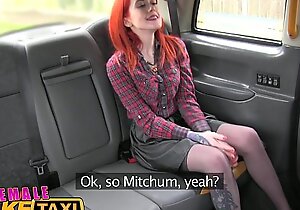 Female fake taxi drag queen dominates tatted redhead