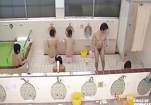 Japanese honeys involving a shower with an appendix of acquire fingered by a pervert guy