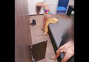 MIXED RESTROOM ADVENTURE: dickflash with an increment of flaunting for twosome sluts readily obtainable swimming pool restroom