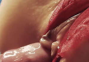 Extremily close-up pussyfucking macro creampie