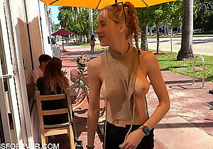 Shan enjoys a coffee within reach disburse the brush boobs exposed