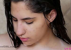 Beatiful lalin girl with perfect congress in 4k foamy shower