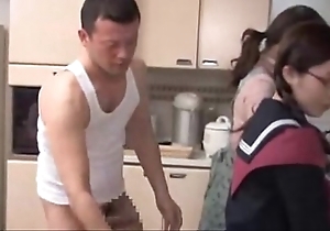 Japanese glasses schoolgirl fucked away from brothers